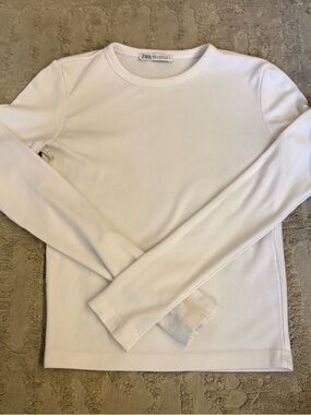 Zara White Long Sleeve Tee